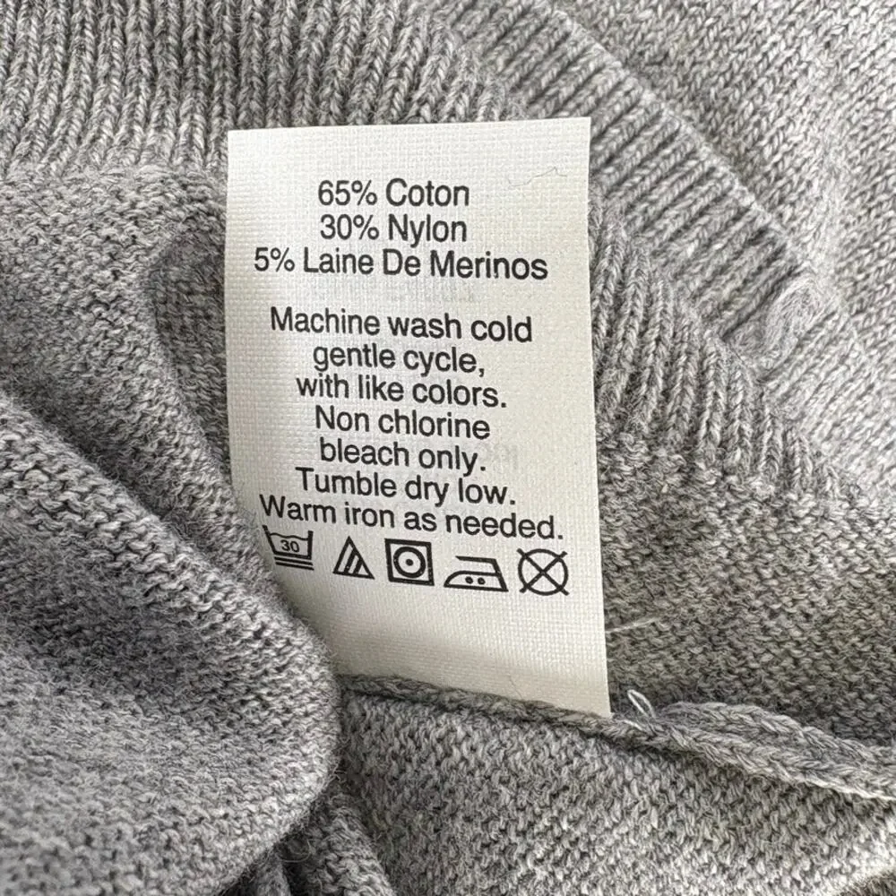 NWT J. Crew V-Neck‎ Preppy Neutral Grey Cotton Wool Dad Grandpa Sweater Sz S